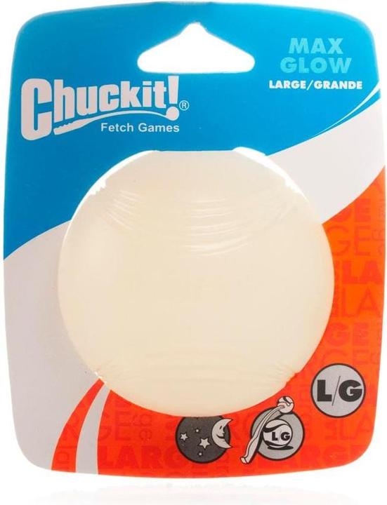 Produktbild Chuckit! CHUCKIT MAX GLOW leuchtender Fetch-Ball 7 6 cm Durchmesser Grösse L Weiss (Wurfspielzeug Hund)