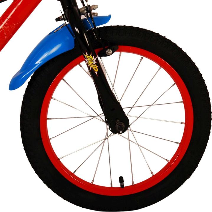 Actual product image Spiderman Marvel 16-inch children's bike blue/red with two hand brakes - safety, comfort and fun