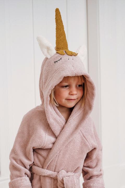 Produktbild Kikadu Bademantel Einhorn pale rose Gr. 1-2 (GOTS)