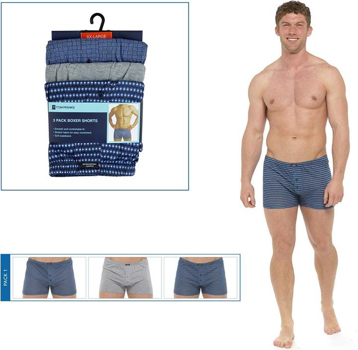 Tom Franks JerseyBoxershorts gemustert 3erPack (M, 3er Pack)