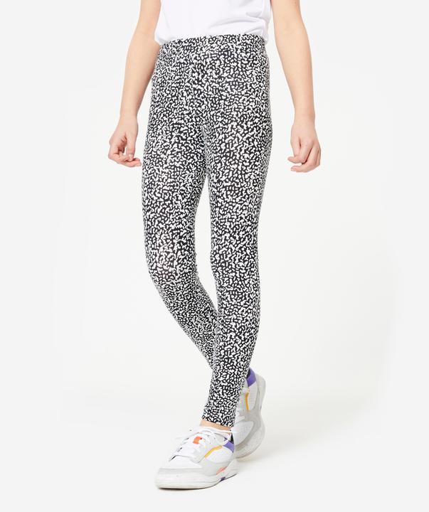 Immagine prodotto Decathlon Leggings bambina in cotone stampato - nero/bianco (5, 6)