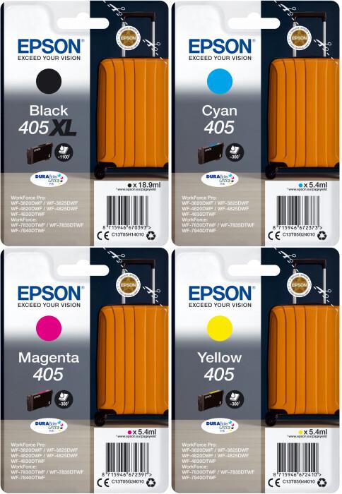 Produktbild Epson 4x Original Patronen 405 XL + 405 WorkForce WF 4830 DTWF 4825DWF 4820DWF