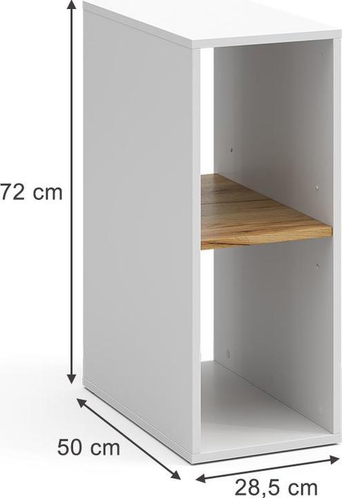 Actual product image Vichy PC-Schrank Tomy, Weiss/Goldkraft Eiche, 28.5 x 50 cm mit 2 offenen Fächern