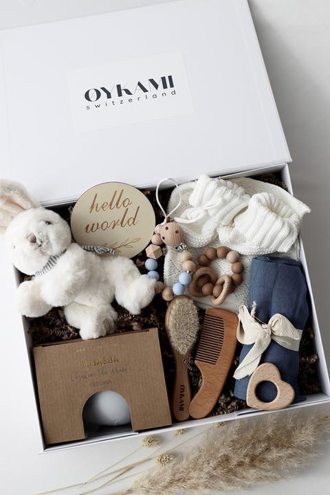 Produktbild Oykami Baby Geschenkbox Blau "Paris" Hase Weiss