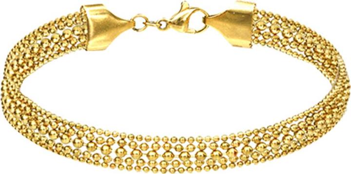 Actual product image Star Piercing Gold-plated bracelet five individual ball chains mixed (19 cm, Surgical steel 316L, without brass)