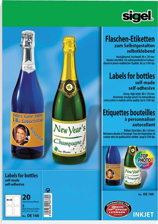 Produktbild Sigel InkJet Flaschen-Etiketten A4