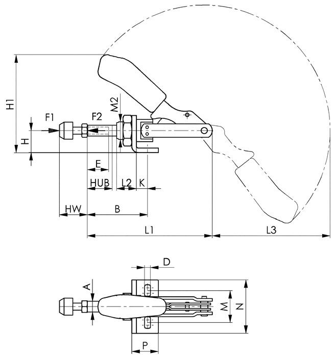 Actual product image Amf Push-pull type toggle clamp (30 mm)