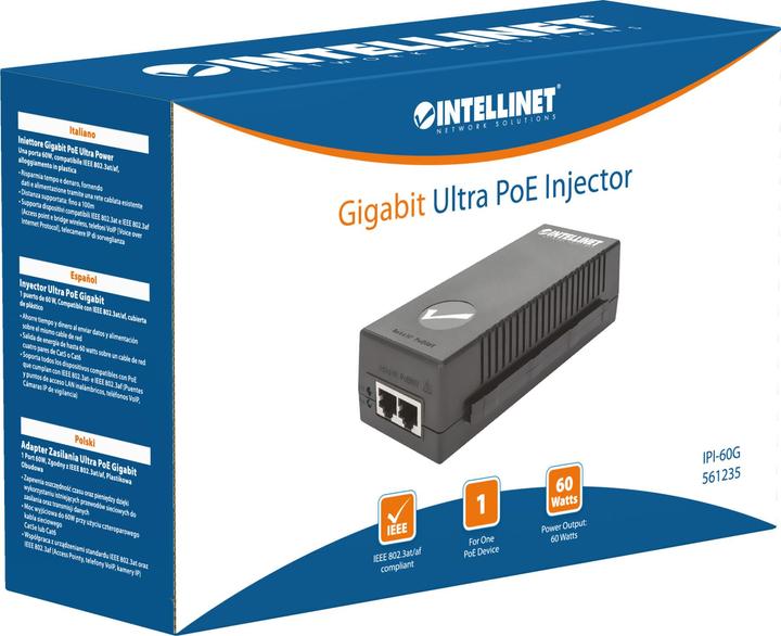 Image du produit Intellinet PoE+, 10/100/1000 Mbps RJ-45, 100 - AC, DC (1 Ports)
