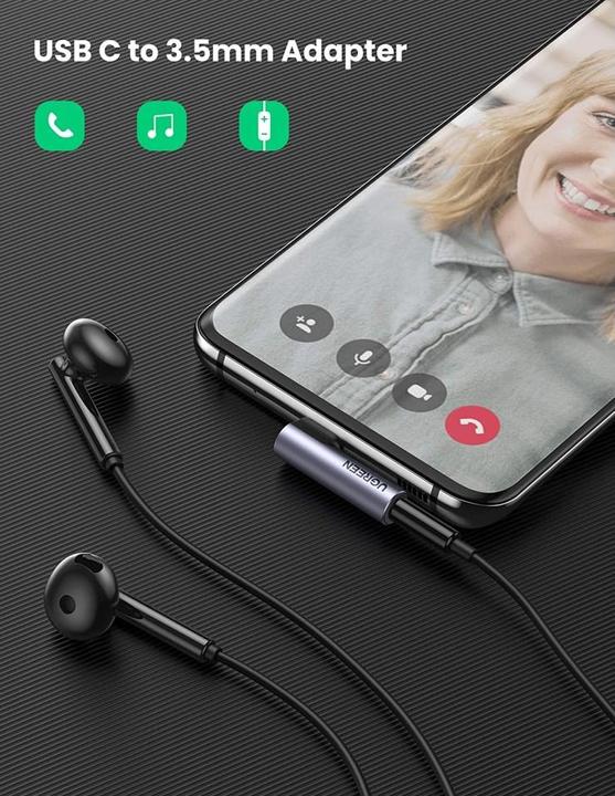 Actual product image Ugreen Angle plug (USB Type C, 3.5mm socket)