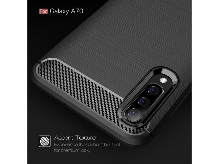 Actual product image Screenguard Samsung Galaxy A70 Cover Carbon Brushed Soft TPU (Samsung Galaxy A70)