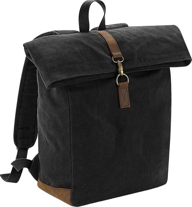 Actual product image Quadral Heritage waxed canvas backpack with leather accent (9 l)