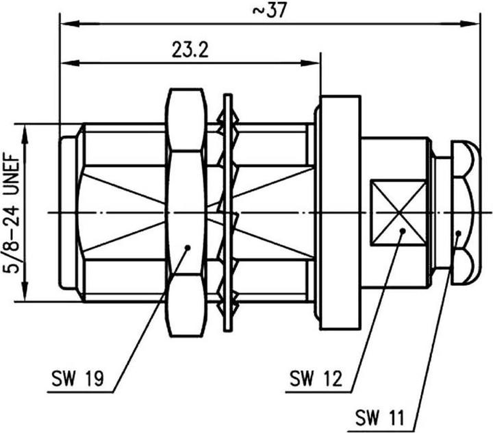 Actual product image Telegärtner N female cable gland G1, G5 compression fitting IP 67, B06, Z10, G01 (RG-58 C/U), G05 (RG-223/U)
