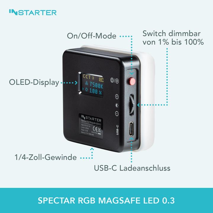 Actual product image Wiltec Spectar RGB Magsafe LED 0.3 (Studio light)