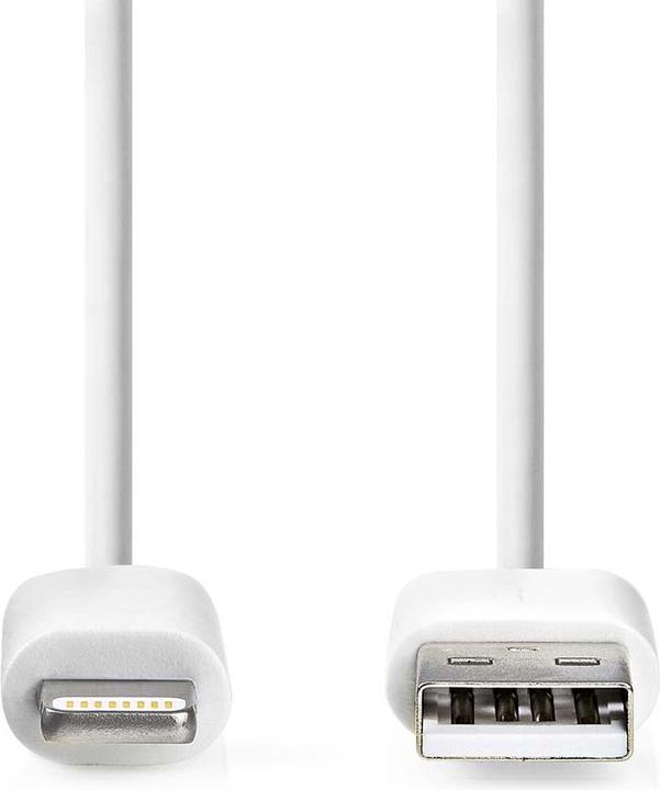 Produktbild Nedis Lightning Kabel | USB 2.0 | Apple Lightning 8-Pin | USB-A Stecker | 480 Mbps | Vernickelt | 2. (2 m, USB 2.0)