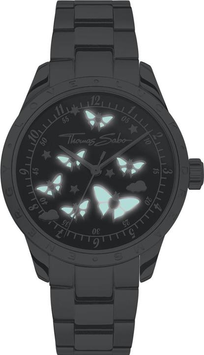 Produktbild Thomas Sabo Damenuhr mit Schmetterlingen silberfarben (34 mm)