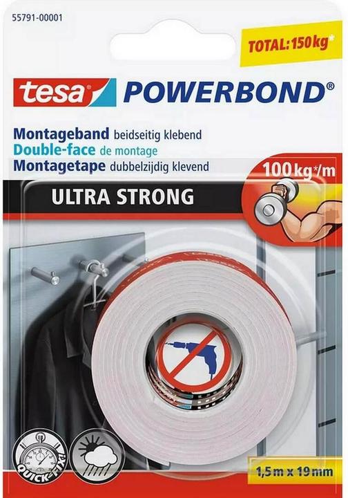 Actual product image tesa 2x Powerbond ULTRA STRONG double-sided mounting tape (19 mm)