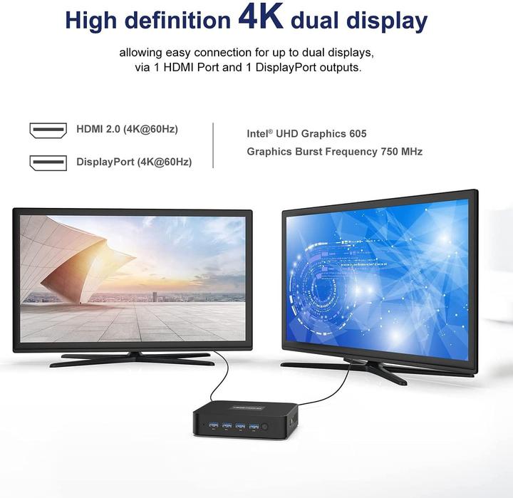 Immagine prodotto Minisforum Mini PC GK50-256GB (Intel Celeron J4125, 8 GB, 256 GB, UHD Graphics 600, Grafica Intel UHD)