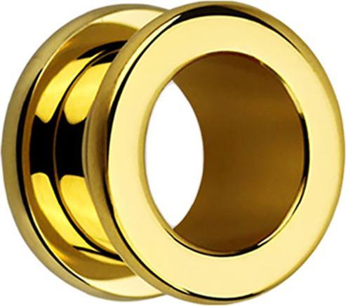 Star Piercing Flesh Tunnel vergoldet mit abgerundeten Ecken (Chirurgenstahl 316L)