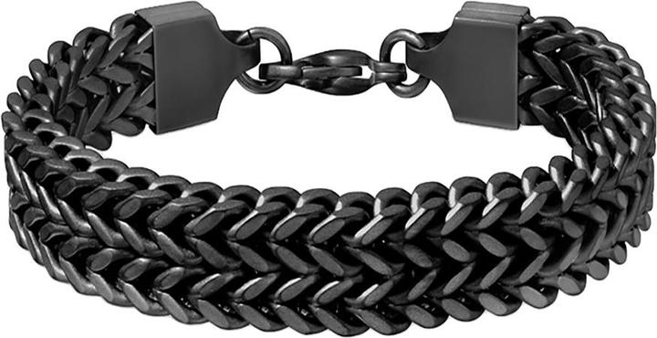 Actual product image Star Piercing Bracelet black matt double row wheat (21.60 cm, Surgical steel 316L, without brass)