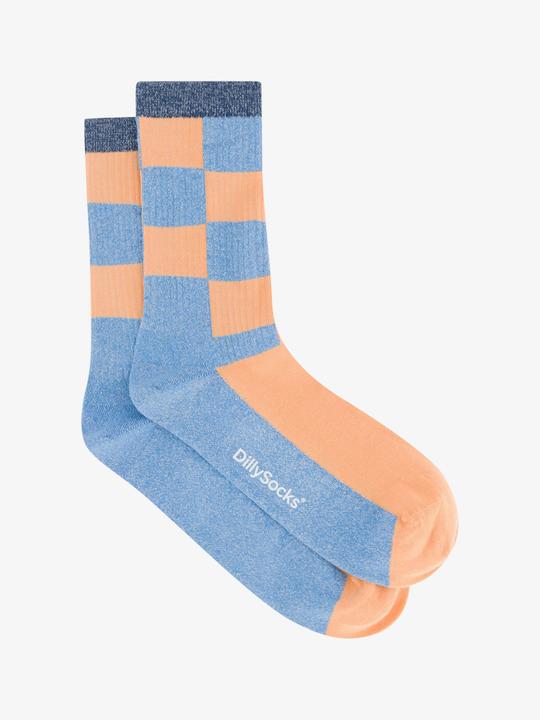 Actual product image DillySocks Chaussettes "Premium glitzy pastel chess" bleu clair (Single pack, 35 - 38)