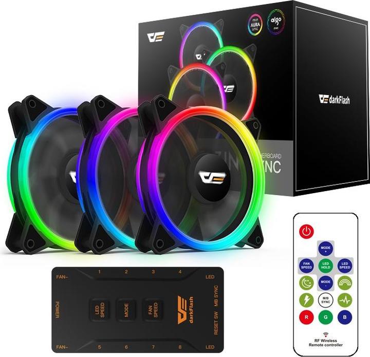 Actual product image Darkflash Tech DR12 Pro RGB Computer Fan (120x120) (120 mm, 1 x)
