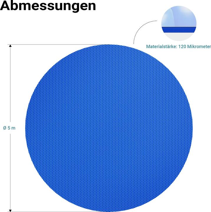 Image du produit Wiltec Bâche à bulles Ronde 5m Bleue Couverture de piscine solaire Chauffage 120µ