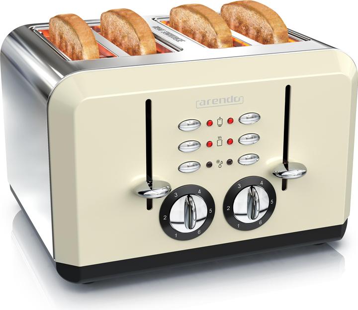 Actual product image Arendo Stainless steel toaster 4 slices, automatic, stainless steel, heat-insulating double-walled