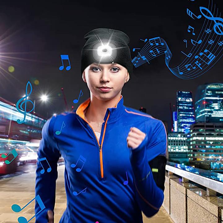 Immagine prodotto Japcell Cappello in maglia con luce LED ricaricabile integrata (120 lm)