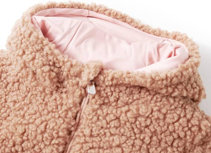 Actual product image VidaXL Children's hooded jacket teddy faux fur light cognac (116)