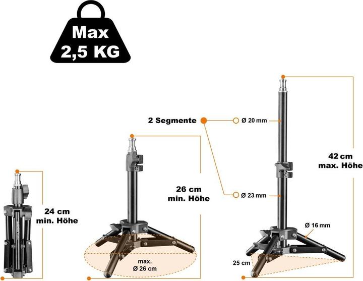 Produktbild Walimex Lampenstativ 40cm (40 cm, 2.50 kg)