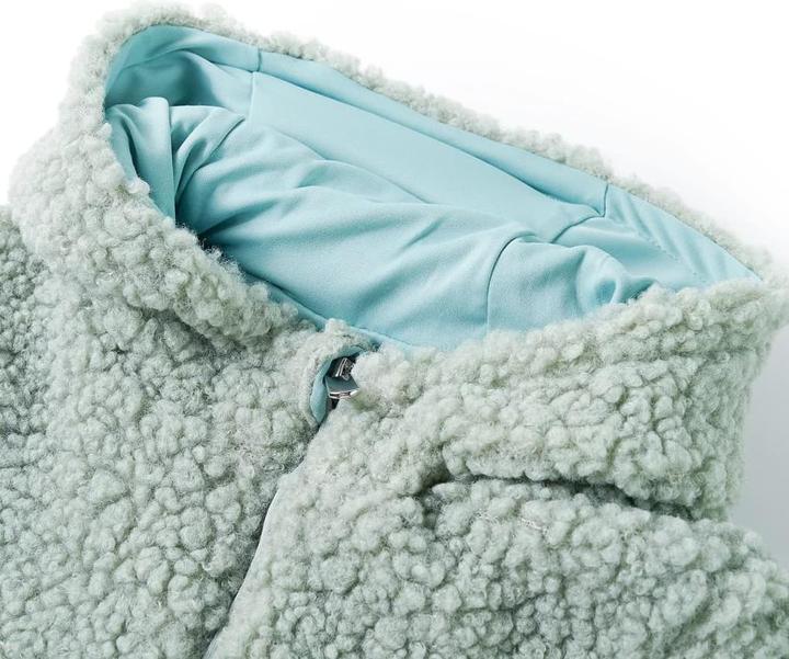 Image du produit VidaXL Veste à capuche enfant en fausse fourrure Teddy vert menthe (128)