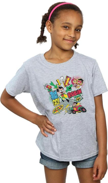 Image du produit - T-shirt TEEN TITANS GO ROBIN MONTAGE - Fille (140, 146)