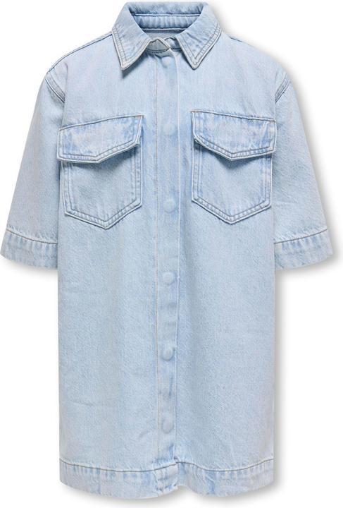Actual product image Only Locker geschnitten Hemdkragen Kastige Ärmel Kurzes Kleid Jeanskleid (164)