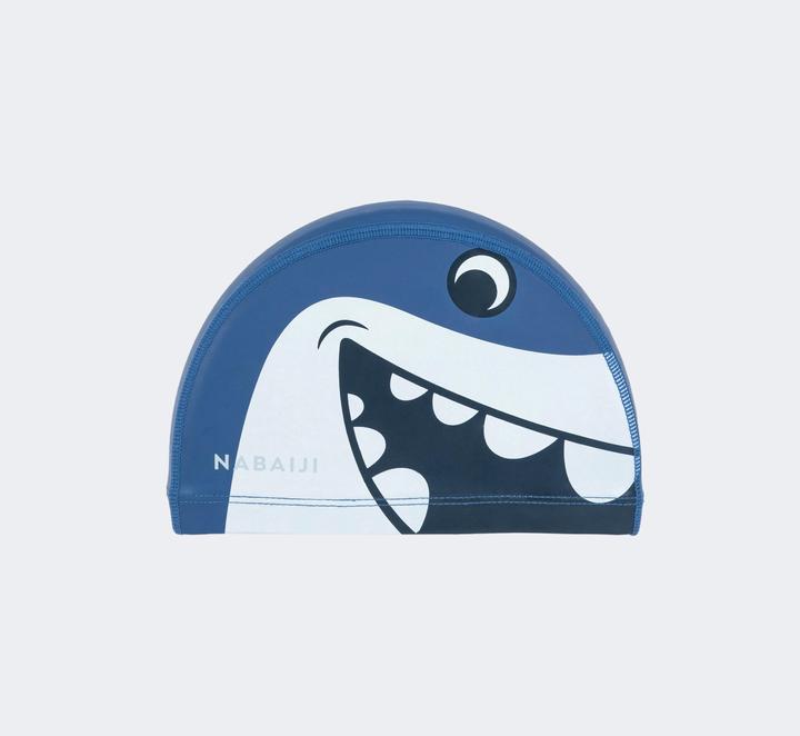 Actual product image Nabaiji Swimming cap fabric coated print size S - Shark blue