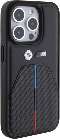Actual product image BMW BMHCP15L22NSTB iPhone 15 Pro 6.1" czarny/black Stamped Tricolour Stripe (Apple iPhone 15 Pro)
