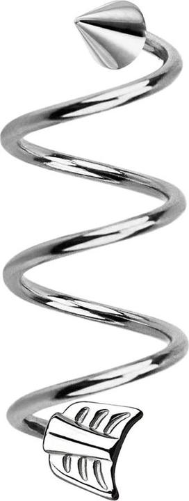 Actual product image Star Piercing Micro spiral silver with cone and arrow (Surgical steel 316L)