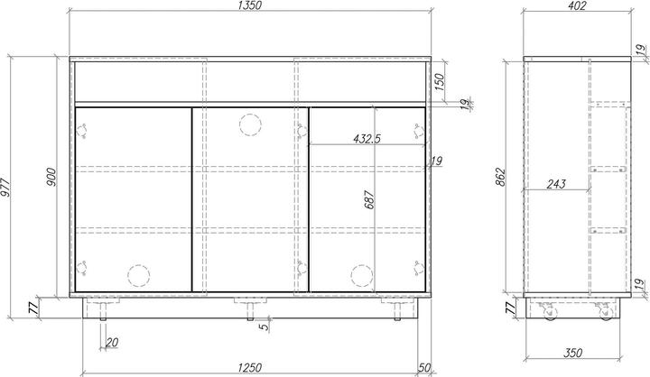 Actual product image Multibrackets TV lift AV furniture, white max. 50 kg (55", 50 kg)