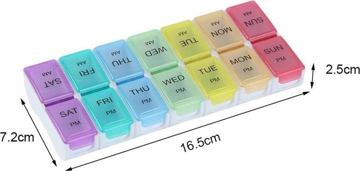 Produktbild Cbx Tablettenbox, Pillenbox 7 Tage - Morgen und Abend Rainbow