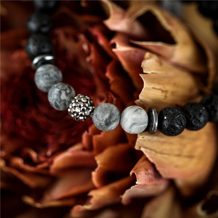 Immagine prodotto Andreani Bracciale con vera pietra lavica (8 cm, Pietre, Metallo)