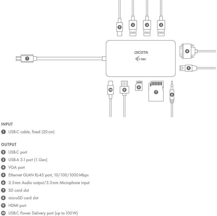 Immagine prodotto Dicota D31955 (USB-C, 10 Porti)