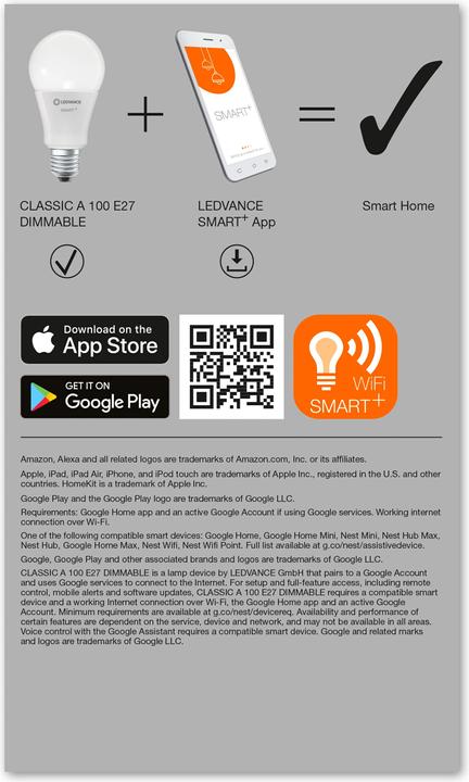 Actual product image Ledvance Smart+ Wifi Classic (E27, 14 W, 1521 lm, 1 x, F)