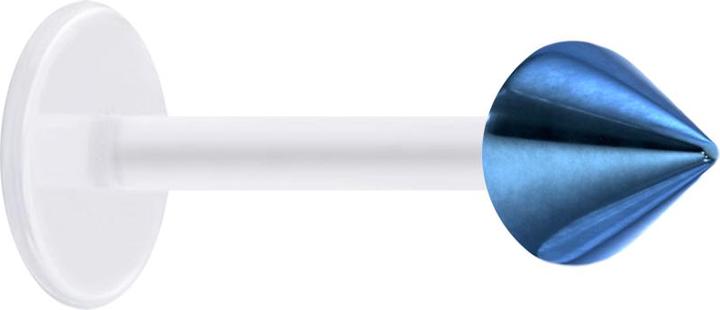 Star Piercing Micro Labret transparent mit Cone dunkelblau (Chirurgenstahl 316L, Bioflex, ohne Messing)