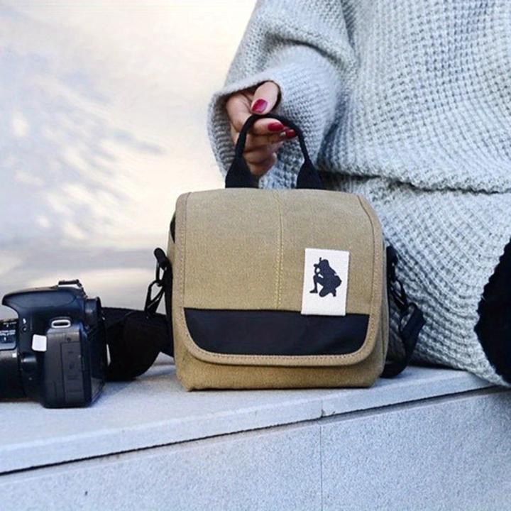 Immagine prodotto Only-Bags.Store Pratica borsa crossbody per fotocamera SLR DSLR borsa a tracolla in tela con chiusura a zip (Borsa a tracolla per fotocamera)