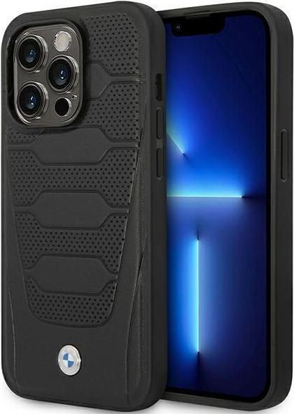Productafbeelding BMW Hoesje BMHMP14X22RPSK iPhone 14 Pro Max 6,7" czarny/zwart Lederen Zetels Patroon MagSafe (Apple iPhone 14 Pro Max)
