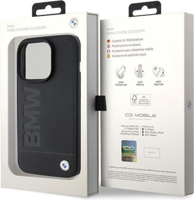 Produktbild BMW BMHMP15XSLLBK iPhone 15 Pro Max 6.7" czarny/black MagSafe Leather Hot Stamp (Apple iPhone 15 Pro Max)