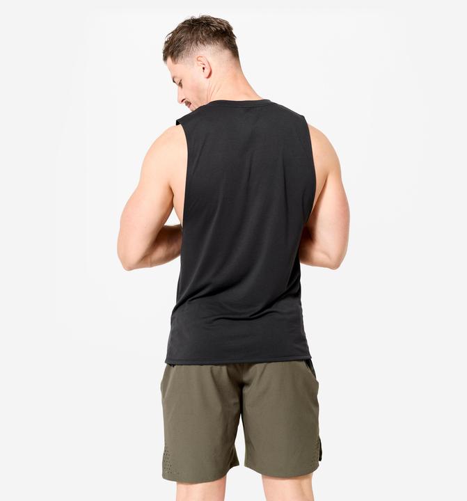 Actual product image Domyos Men's Crew Neck Slim-Fit Breathable Cross Training Tank Top - Black (XL)