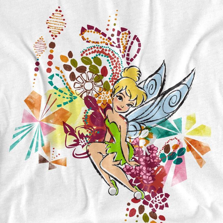 Actual product image Disney Interactive Studios Unisex Adult Tinker Bell Geometric Floral T-Shirt (XXL)