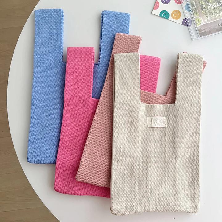 Image du produit Only-Bags.Store Sac à main tricoté à la main Mini Knot Sac au poignet Casual Tote Bag étudiant