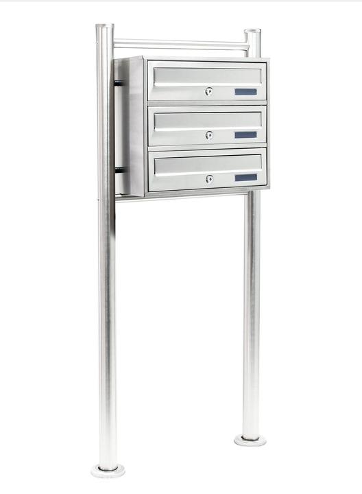Wiltec 3-post letterbox system stainless steel 512x270x1150mm Postal mailbox