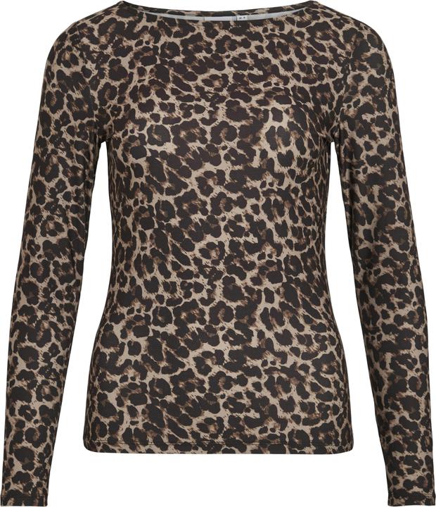 Vila Leoprint Oberteil mit langen Ärmeln (XL)